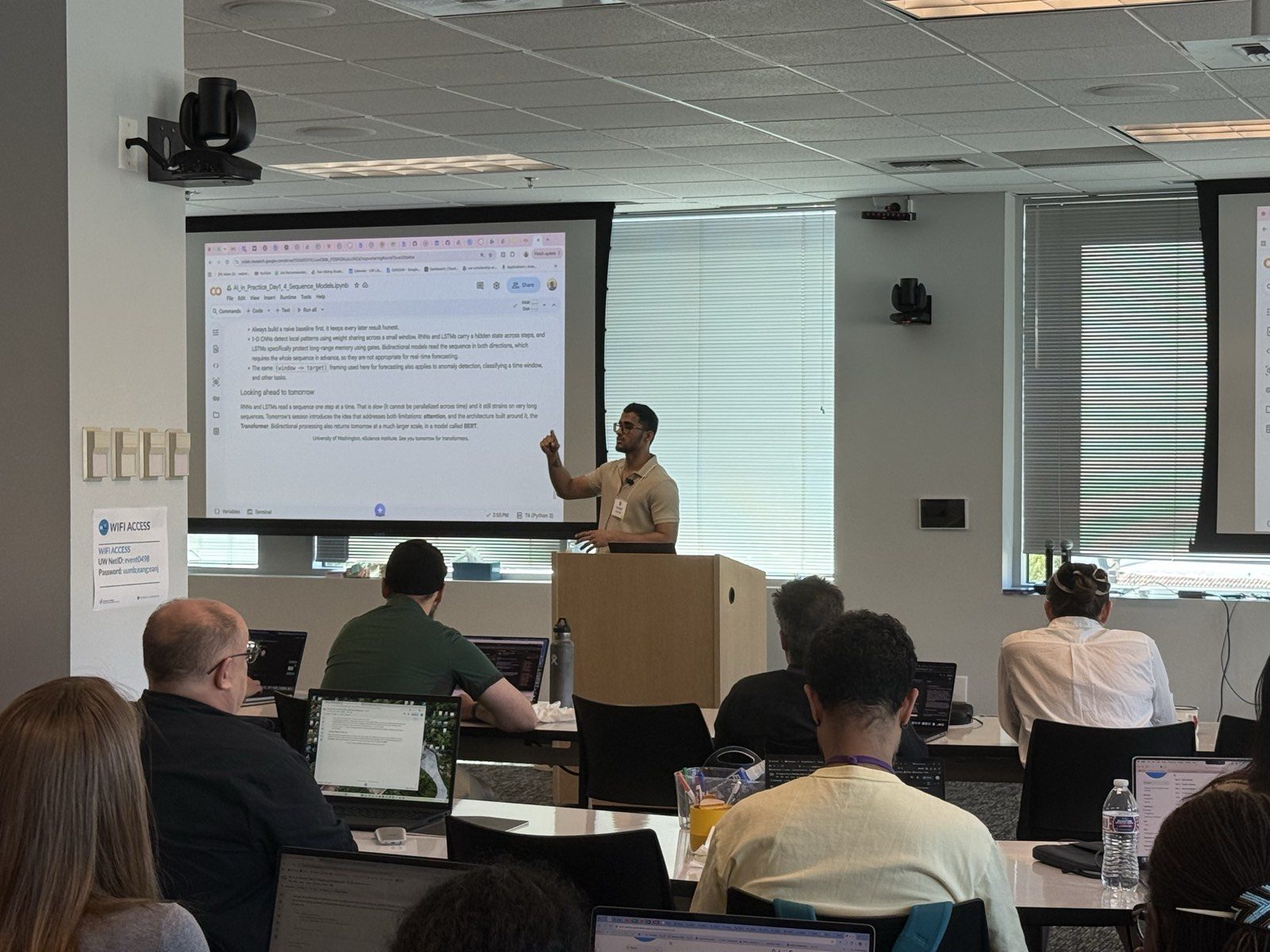 Instructing the sequence-models and transformers sessions at the AI in Practice Summer Institute (photo 1 of 5)